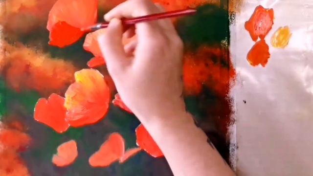 Мастер-класс по живописи. Цветы.Как нарисовать маки. Рисуем гуашью. (Короткая версия) смотреть онлайн