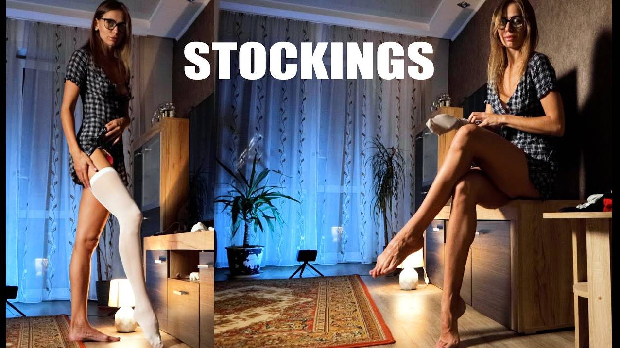 🔞 Try On Haul Stockings In Short Dress.