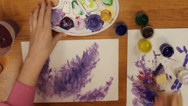 Рисование губкой - сирень смотреть онлайн