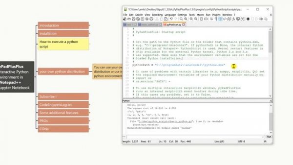 Run Python in Notepad++ with Interactive Python Environment using PyPadPlusPlus