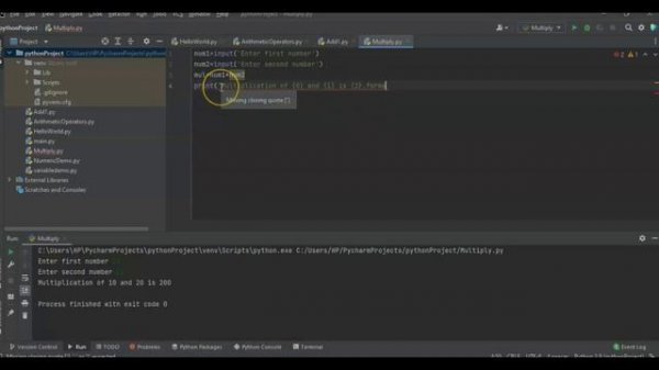 #6 Python Tutorial 6 : Multiplication of Two numbers in Python