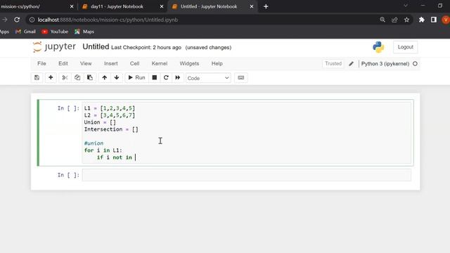 Python program to find union and intersection of two lists. смотреть онлайн