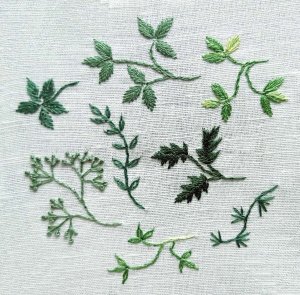 Вышиваем мелкие листочки и травинки