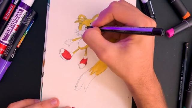 how to draw tails / drawing tails the fox / drawing tails with posca markers!! смотреть онлайн