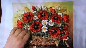 Вышивка лентами. Мастер-класс «Маки в корзине»