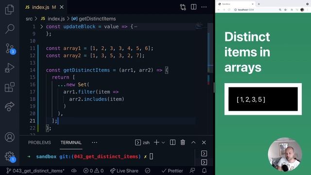 DevTips Daily: How to get the distinct items from two arrays in JavaScript смотреть онлайн