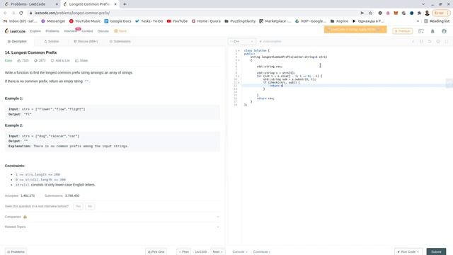 LeetCode 14 Longest Common Prefix смотреть онлайн