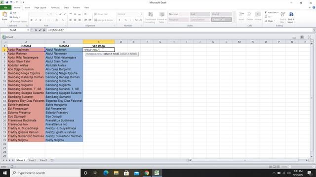 CARA MEMBANDINGKAN DATA YANG SAMA ATAU BERBEDA PADA DUA KOLOM MICROSOFT EXCEL смотреть онлайн