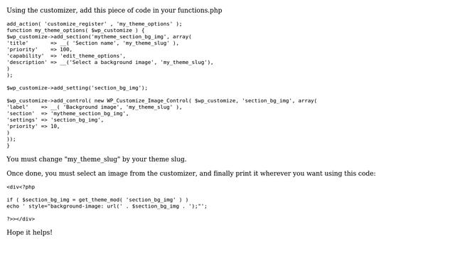 Wordpress: changing Specific section background image in wordpress (2 Solutions!!) смотреть онлайн