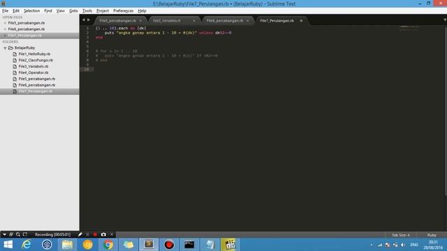 Tutorial Ruby Beginer 8 - Perulangan for, while, Until смотреть онлайн