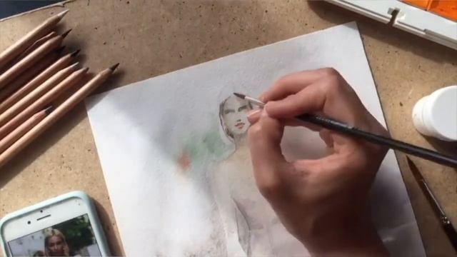 Свадебное платье акварелью смотреть онлайн