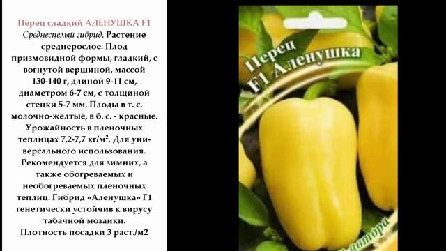 Перец сладкий АЛЕНУШКА F1 ОТЗЫВЫ семена смотреть онлайн