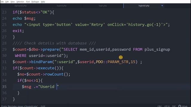 PHP login script to check userid & password from MySQL database and create session with logout link смотреть онлайн