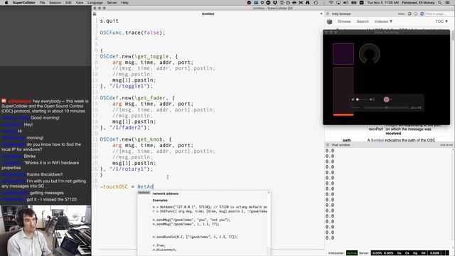Open Sound Control - Week 10 Fall 2019 MUS 499C - Intro to SuperCollider смотреть онлайн