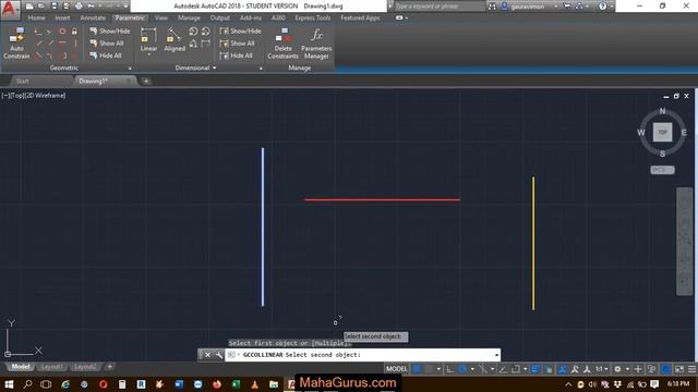 How to Use Collinear Concentric Constrain in Autocad- Collinear Constrain in Autocad смотреть онлайн