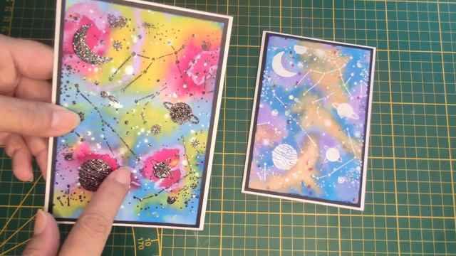 Cartes Fond Aquarelle Et Tampon Constellations