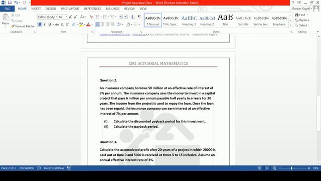 CM1 PROJECT APPRAISAL IN EXCEL смотреть онлайн