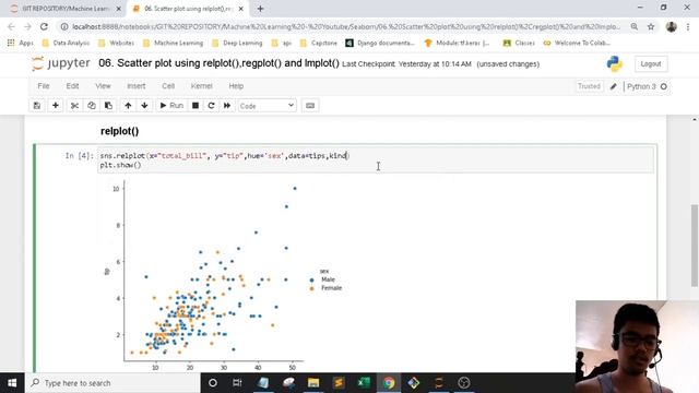 Seaborn | 6. Scatter plot using relplot(),regplot() and lmplot() смотреть онлайн