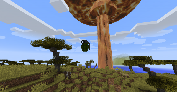 испытание бомб в майнкрафте с модом Hbm's Nuclear Tech