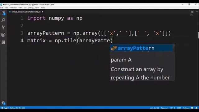 numpy create matrix pattern v6b смотреть онлайн