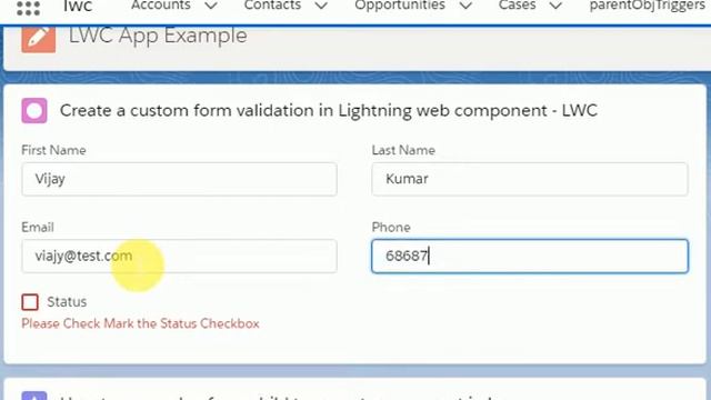 create a custom form validation and display required Error message upon handle input change in LWC смотреть онлайн