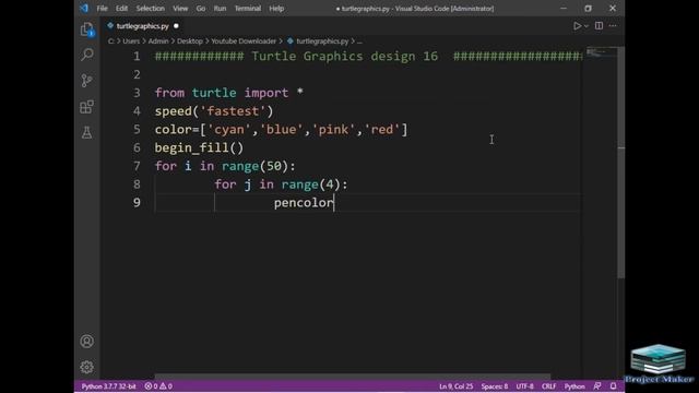 python turtle graphics tutorial || #design16 || Python graphics смотреть онлайн