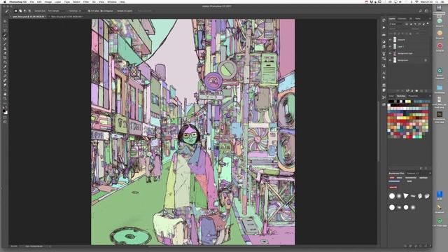 Gradient Map colouring in Photoshop - using comic flats. смотреть онлайн