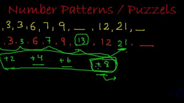 Number Series and Pattern - 1, 3, 3, 6, 7, 9, ___, 12, 21, ___ (Math Olympiad) смотреть онлайн