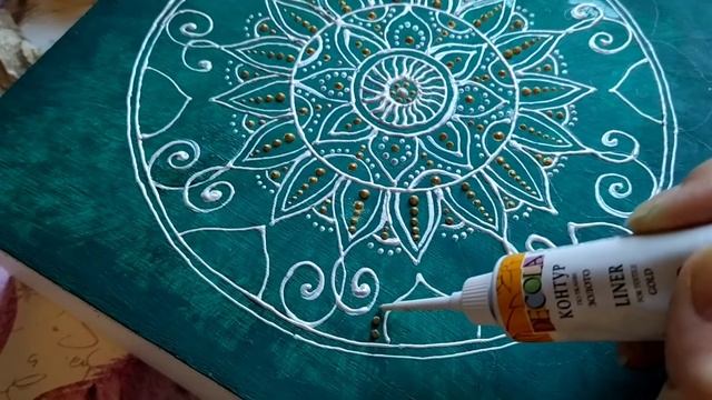 Wooden box painting process (2)/Контурная и точечная роспись деревянной шкатулки (2) смотреть онлайн