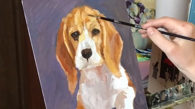 Щенок Бигль маслом смотреть онлайн