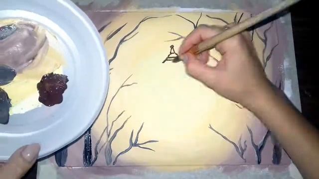 Рисуем осенний сюжет с фонарем гуашью смотреть онлайн