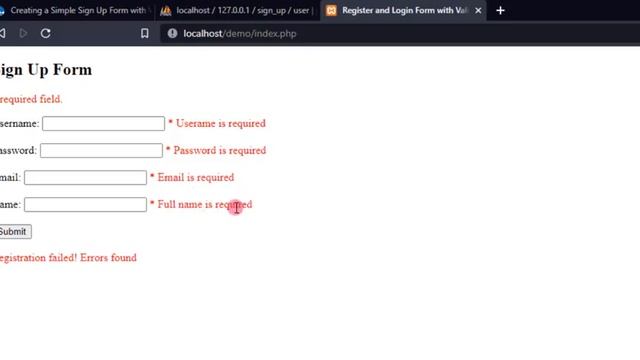 Creating a Simple Sign Up Form with Validation in PHP/MySQLi Tutorial DEMO смотреть онлайн