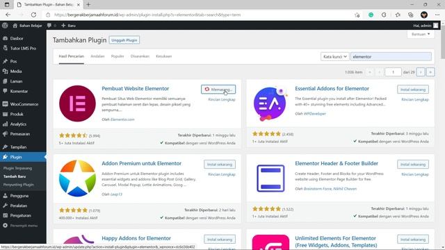 4 .Tutorial Tutor LMS-Pemasangan Plugin Elementor смотреть онлайн