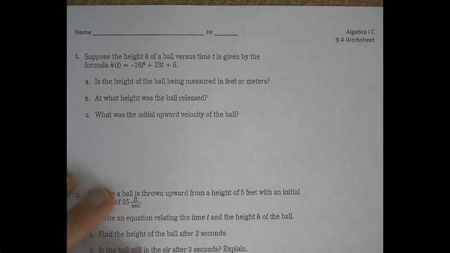 Algebra 1 - Review Worksheets 9.3B and 9.4 смотреть онлайн