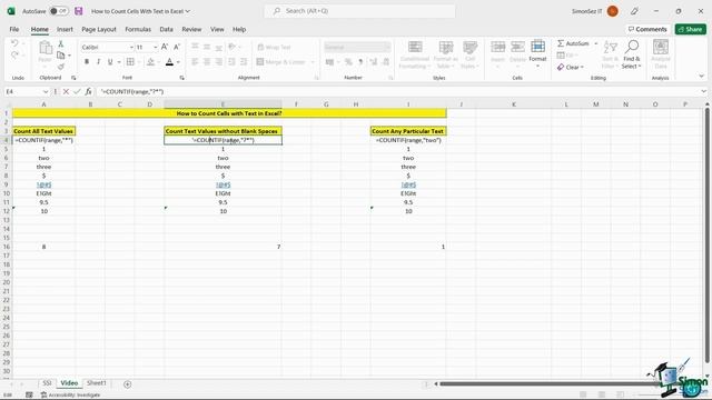 How to Count Cells with Text in Excel смотреть онлайн