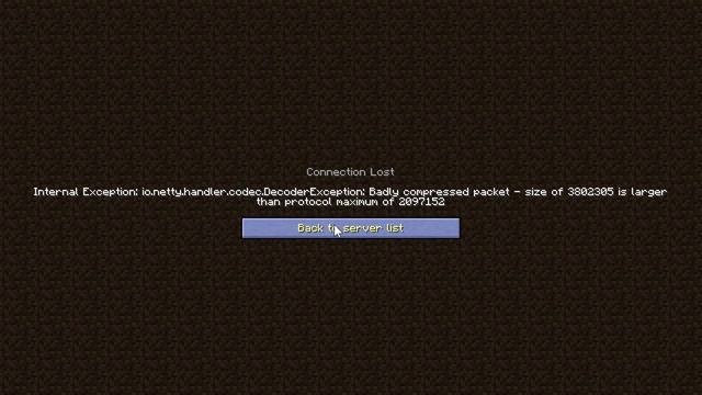 Minecraft Error Internal Exception: io.netty.handler.codec.DecoderException. смотреть онлайн