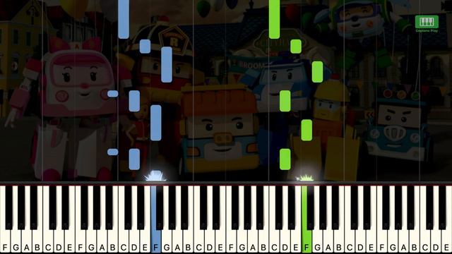 Robocar Poli Construction Song Easy Piano Tutorial смотреть онлайн