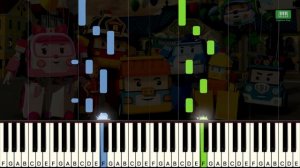 Robocar Poli Construction Song Easy Piano Tutorial