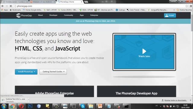 Aula 2 - Ambiente de Trabalho / Instalação do PhoneGap смотреть онлайн