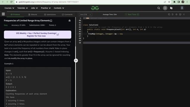 Frequencies of Limited Range Array Elements in #java #practice ||#GFG #POTD|| смотреть онлайн