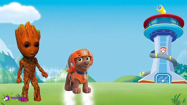 Paw Patrol Transforms Into Baby Groot - Paw Patrol Finger Family Nursery Rhymes смотреть онлайн
