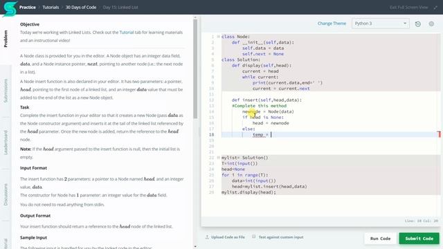 Linked List || HackerRank || Day 15 || Python смотреть онлайн