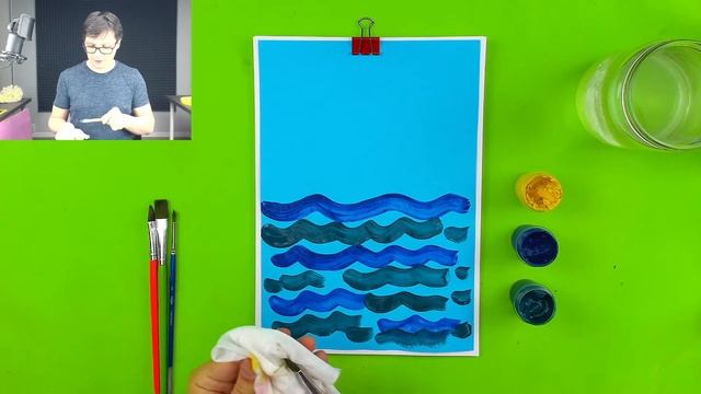Как нарисовать МОРЕ и СОЛНЦЕ - Гуашь Детский сад - Рисуем красками смотреть онлайн