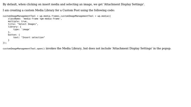 Wordpress: How to add 'Attachment Display Settings' in custom Media Library? смотреть онлайн