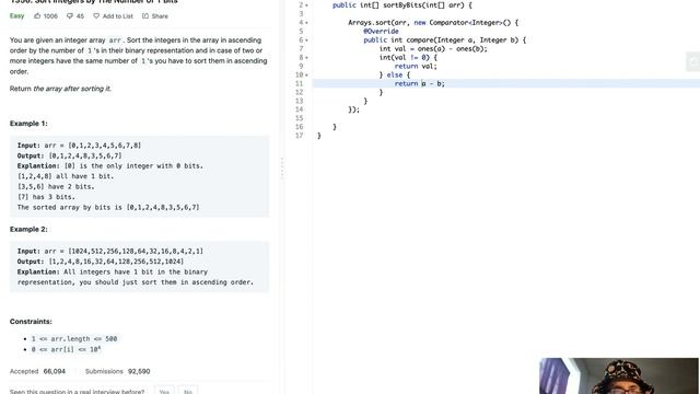 Leetcode 1356 - Sort Integers by The Number of 1 Bits смотреть онлайн