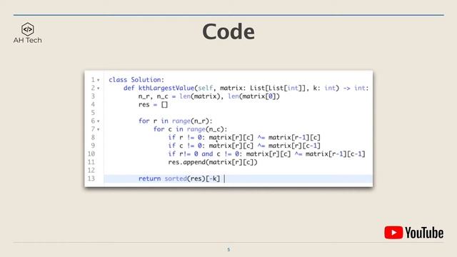 LeetCode 1738. Find Kth Largest XOR Coordinate Value | Visualization | Python смотреть онлайн