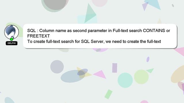 SQL : Column name as second parameter in Full-text search CONTAINS or FREETEXT смотреть онлайн