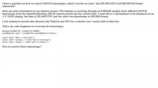 Arduino: How to converte EPOCH time into time and date on Arduino?