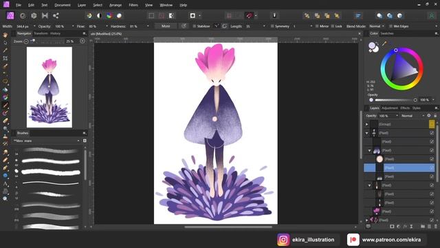 Snow Flower Fairy - Affinity Photo illustration process | Speed up tutorial смотреть онлайн