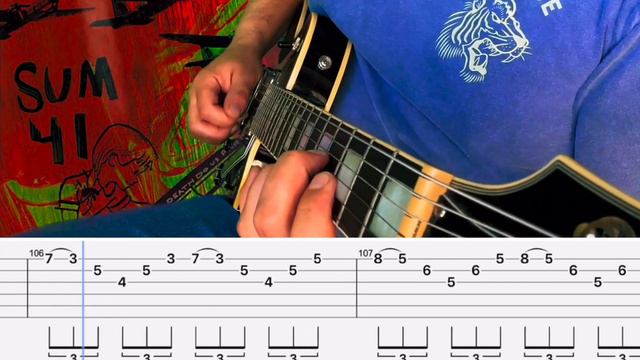 Sum 41- 88 Cover (Guitar Tabs On Screen) смотреть онлайн